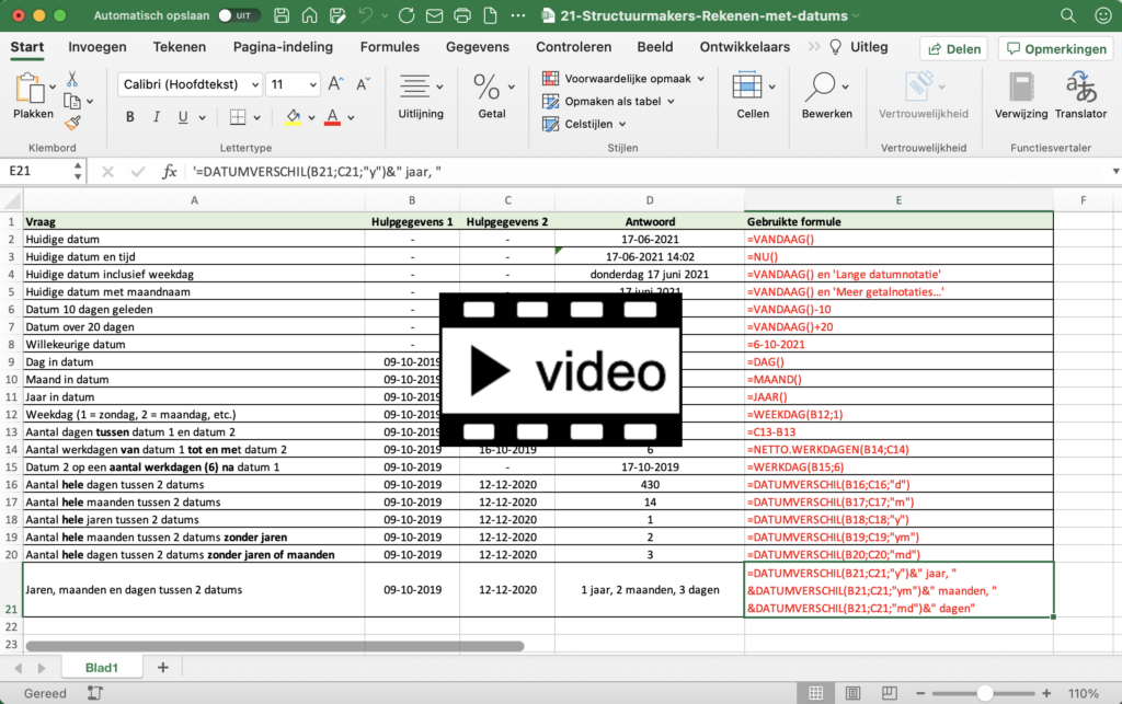 hoe kan je effectief het aantal dagen berekenen tussen data